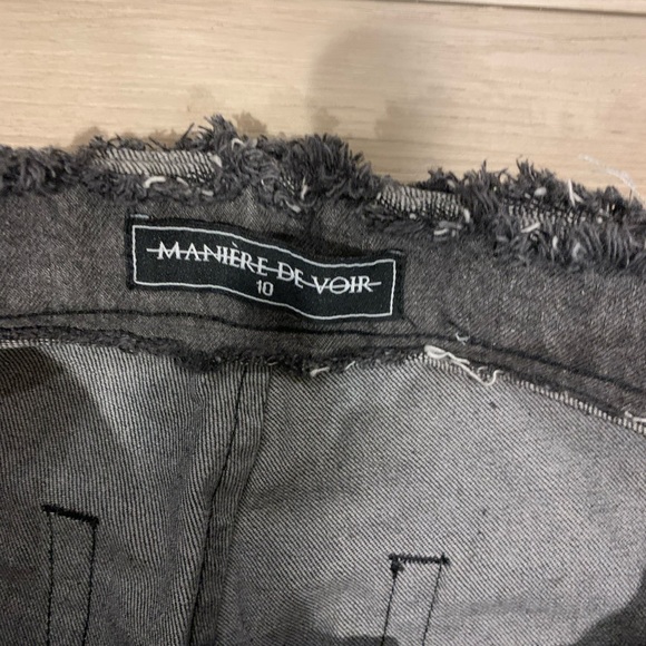 Maniere De Voir Patchwork Black Gray Frayed Jeans - Picture 2 of 4